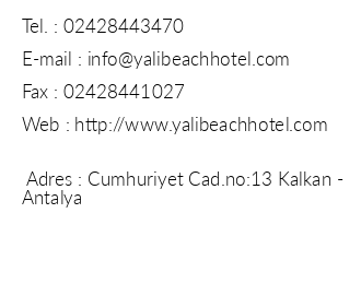 Yal Beach Hotel iletiim bilgileri